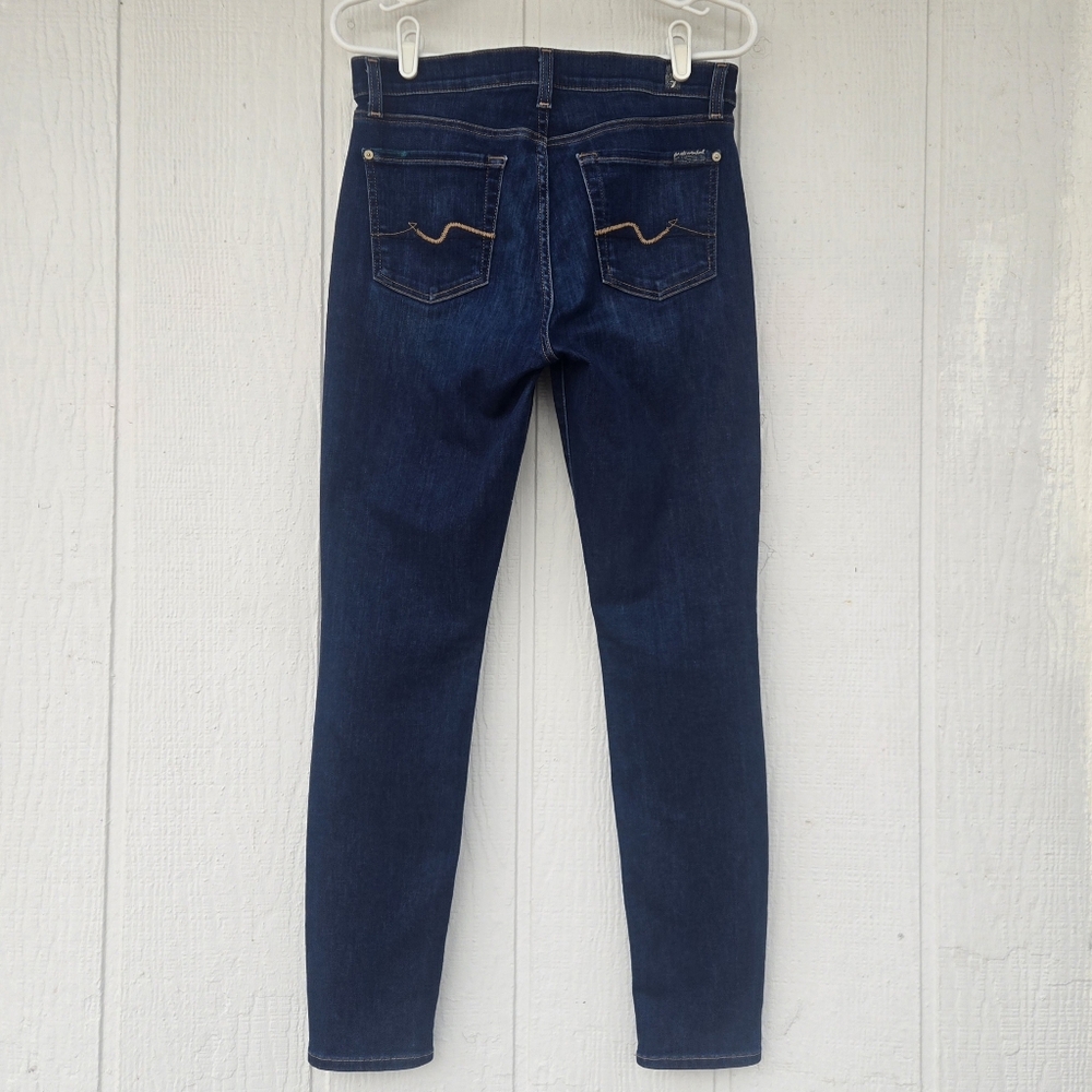 7 For All Mankind High Waist Gwenevere Stretchy Skinny Jeans Dark Wash sz 29